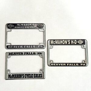 Lot Of Vintage Harley Davidson License Plate Frames McMahons Beaver Falls PA